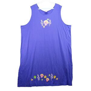 CST Sport Womens Sleeveless Shirt Top Size 4X Purple Embroidered Shells Beach